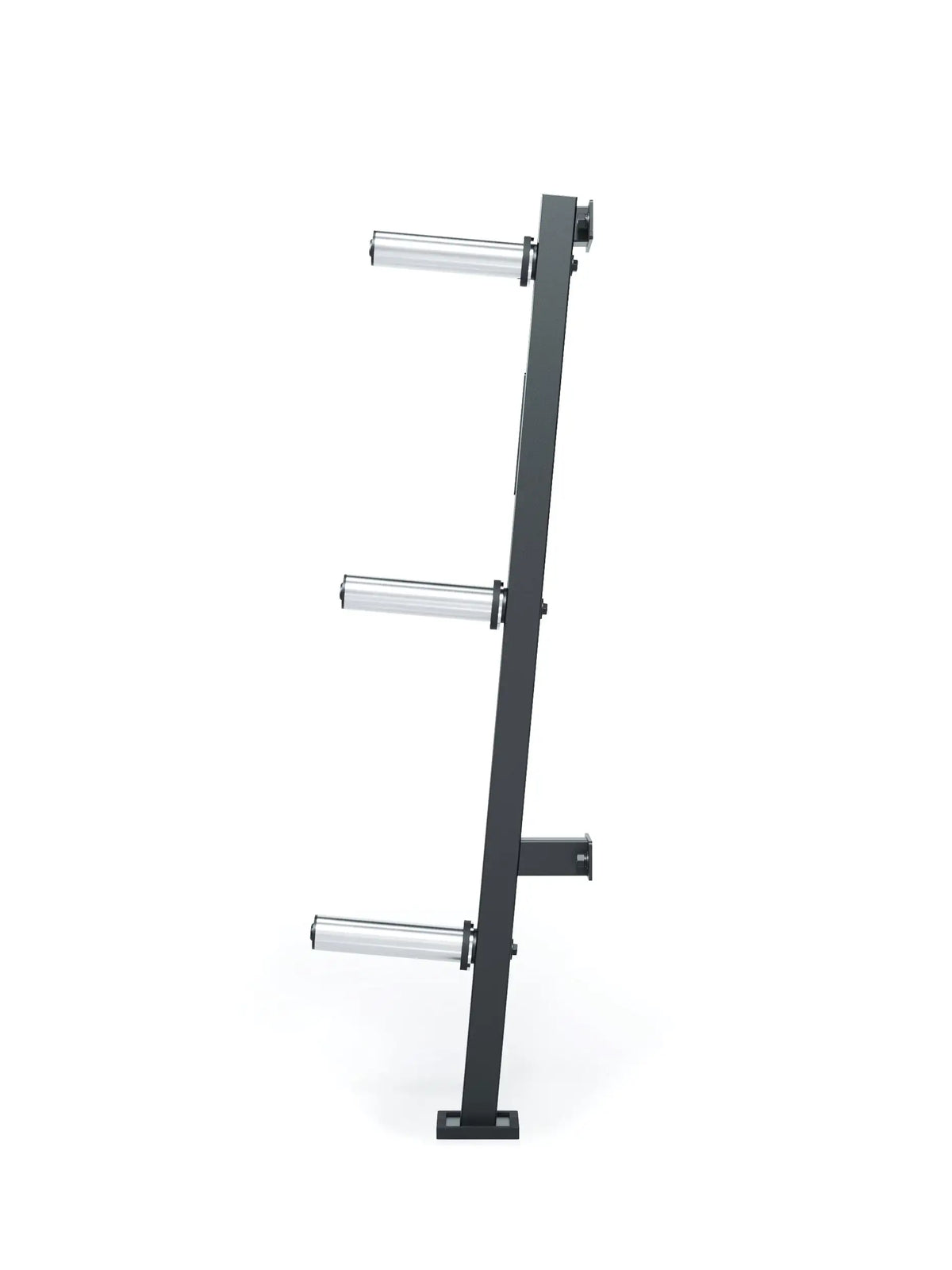 Weight Plate holder metal holder with three weight plate mounts, side view