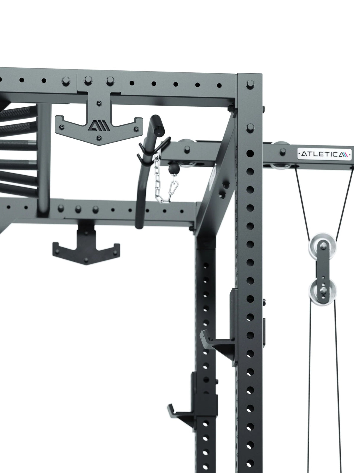 Barbell rack - black Power Rack with weight plate holder, cable pulley