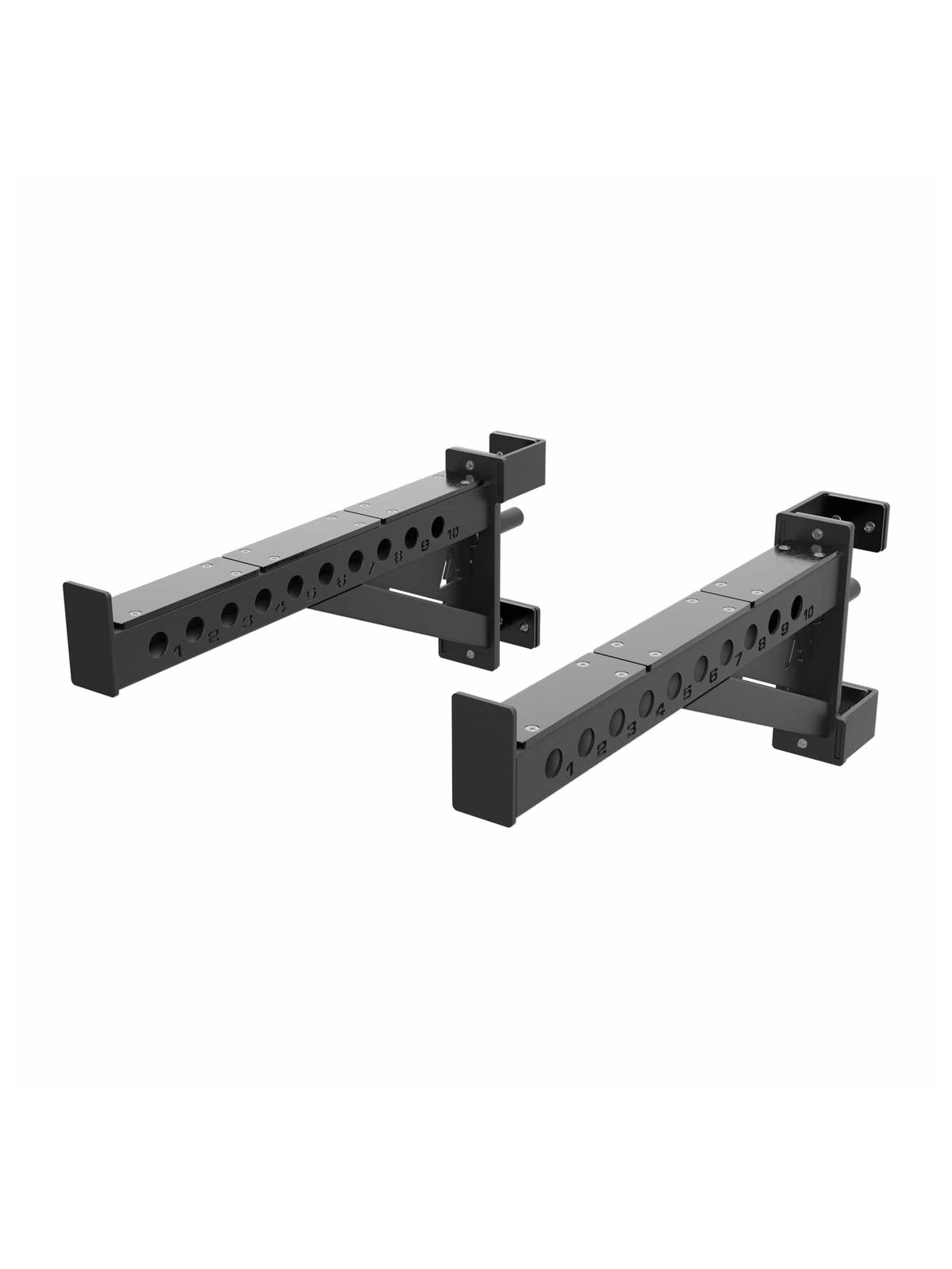 R8 Spotter Arms: 1/4"-thick UHMW plastic plate to protect the barbell – as safety rests for bench press and squats