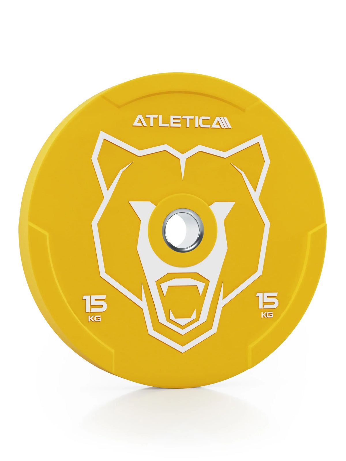 Animal Bumper Plates 35 lb - Yellow weight plate with bear motif, for weightlifting