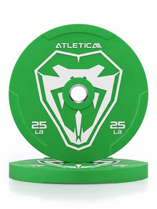 Animal Bumper Plates - Green Weight Plates, 25 lb, Two Plates Stacked