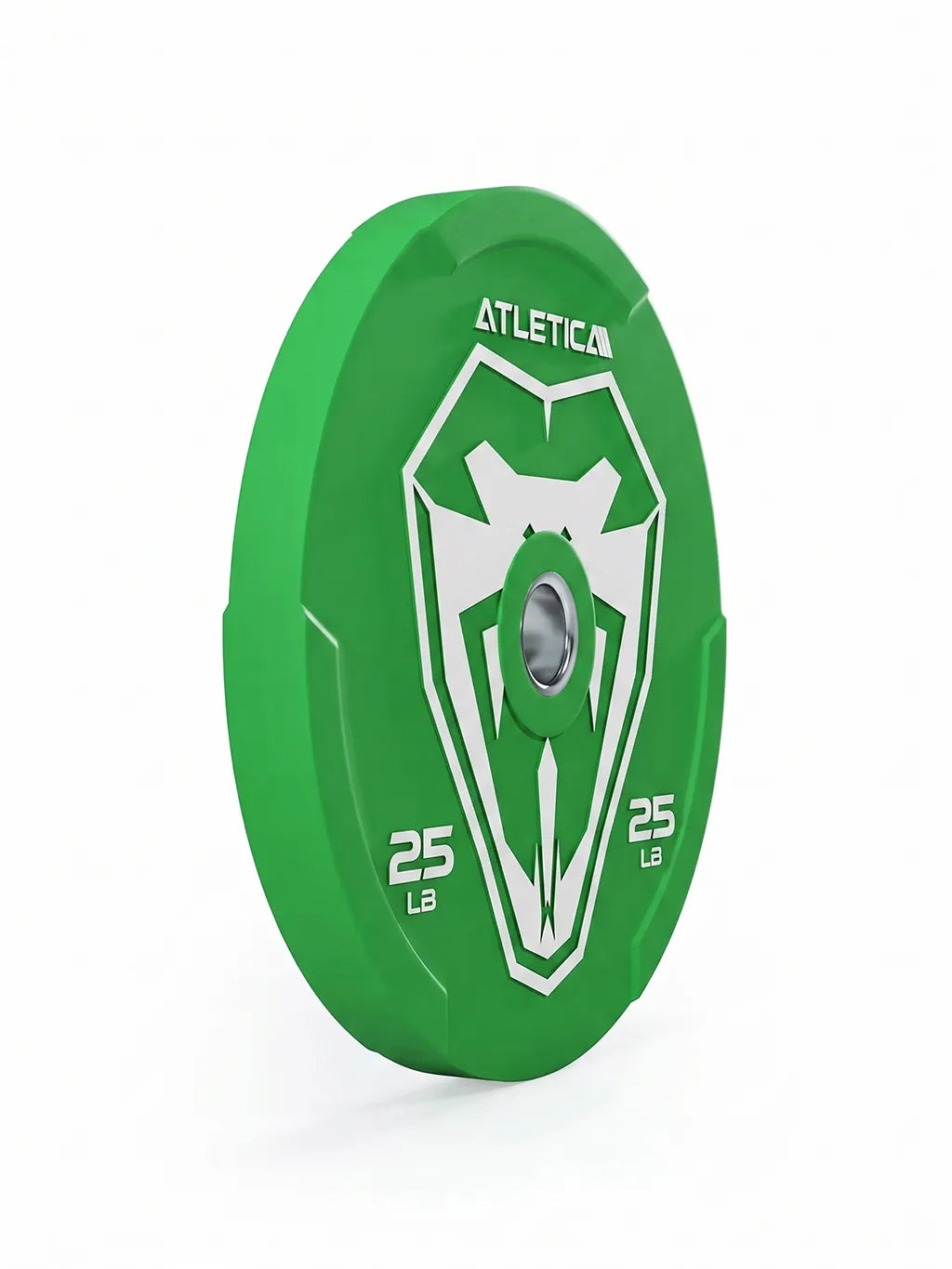 Animal Bumper Plates - Green weight plate, 25 lb, with central metal opening