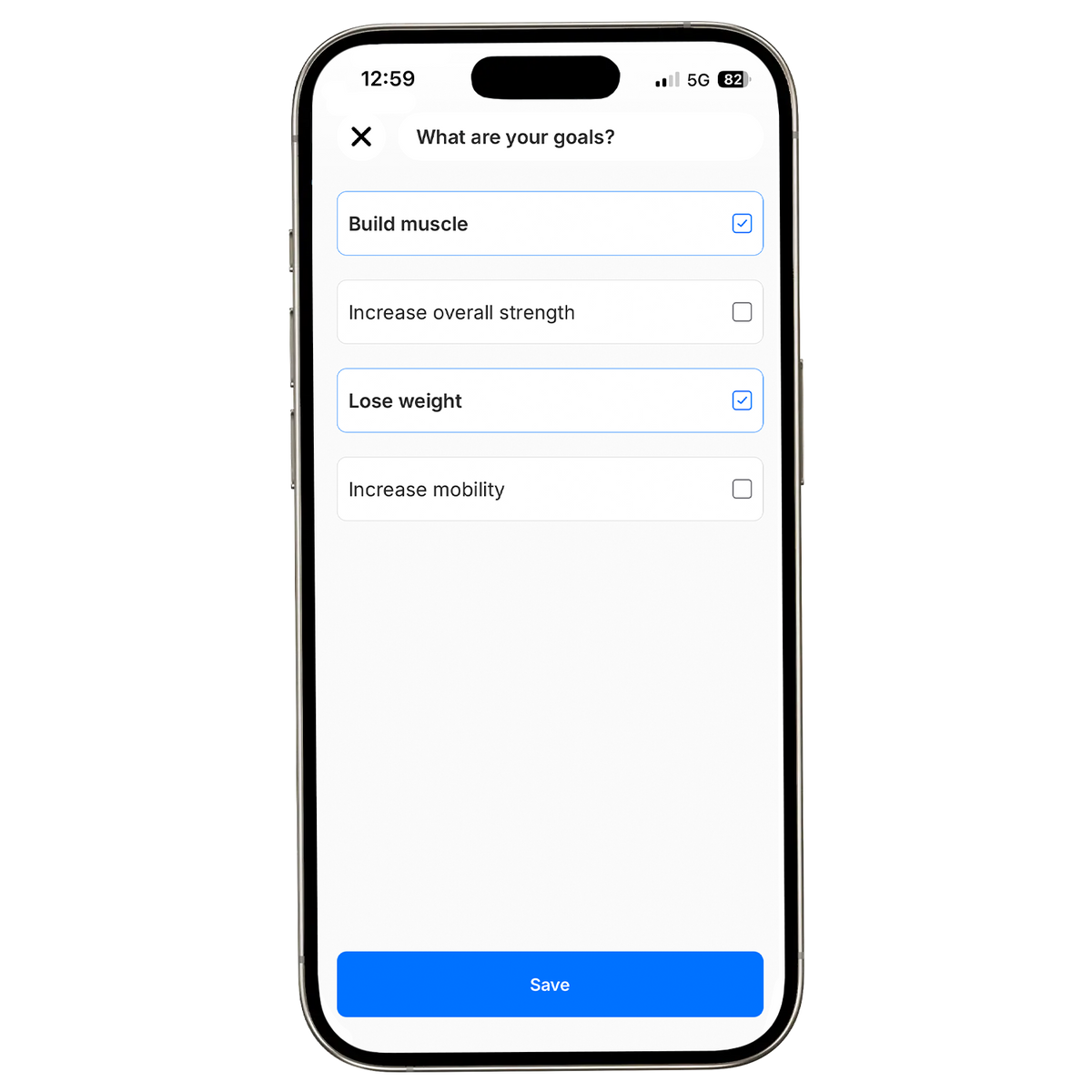 Atletica Training App Screenshot: Trainingsziele setzen
