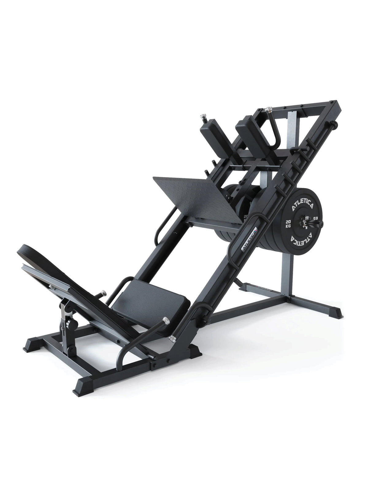 Atlas Set - Leg Press with Hack Squat function and Bumper Plates, for quadriceps and leg training
