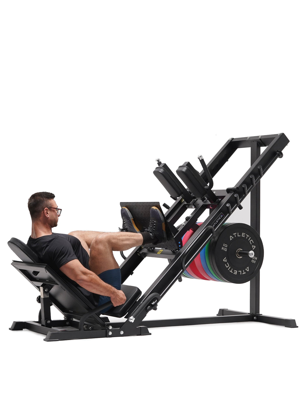 Atlas Set - training on the Leg Press with weight plates, for quadriceps and leg training