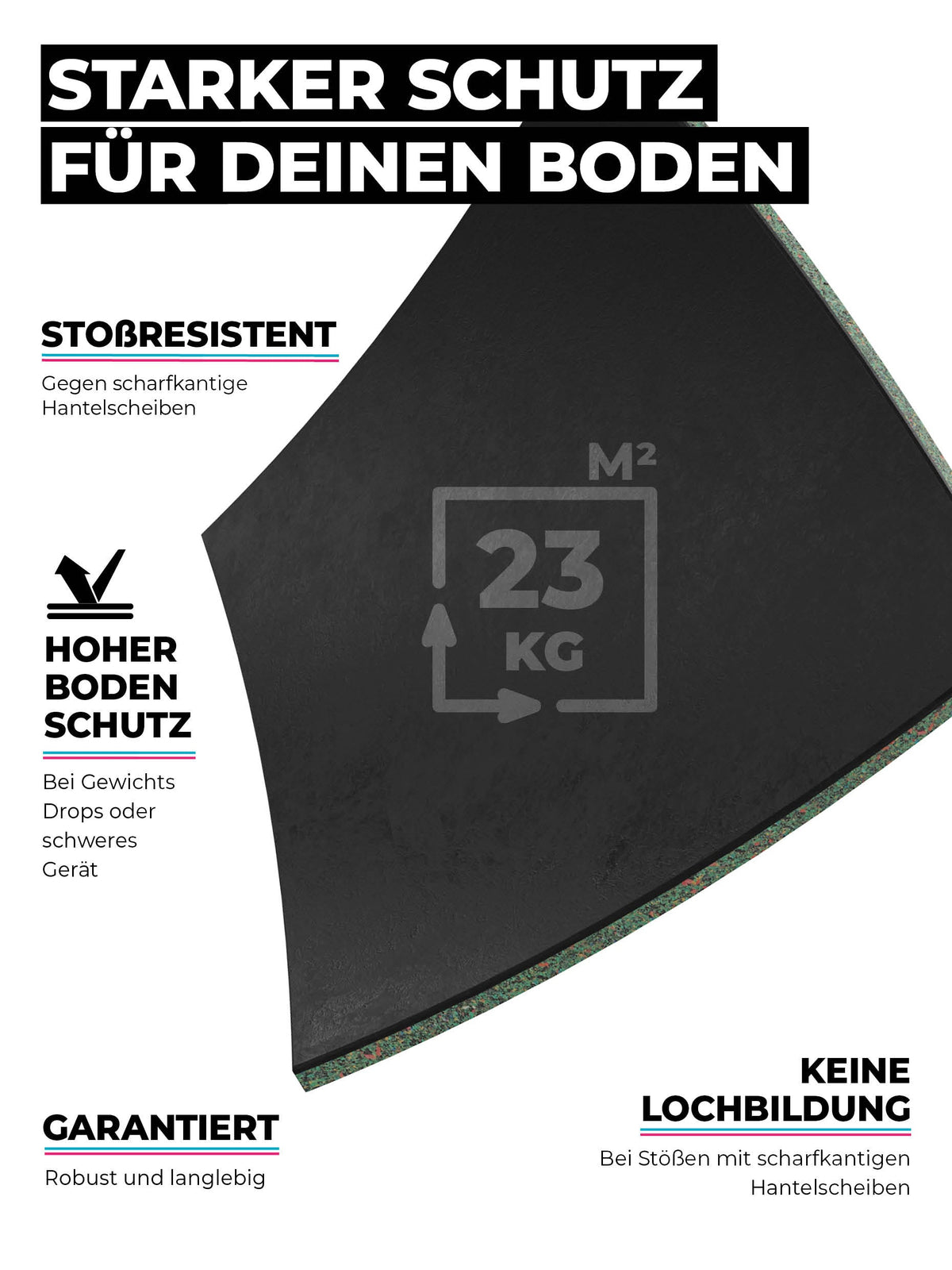 Gym Flooring SolidProtect 108 sq ft: high inherent weight, 