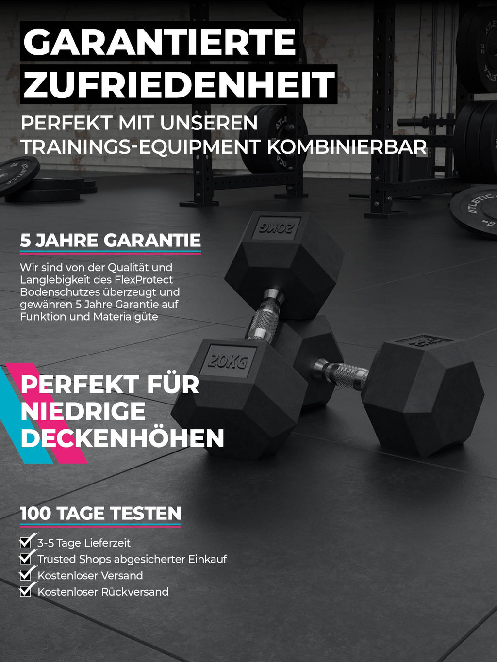 Gym Flooring SolidProtect 108 sq ft: Fine Granulate Surface | #size_40-matten-a-50x19.5"