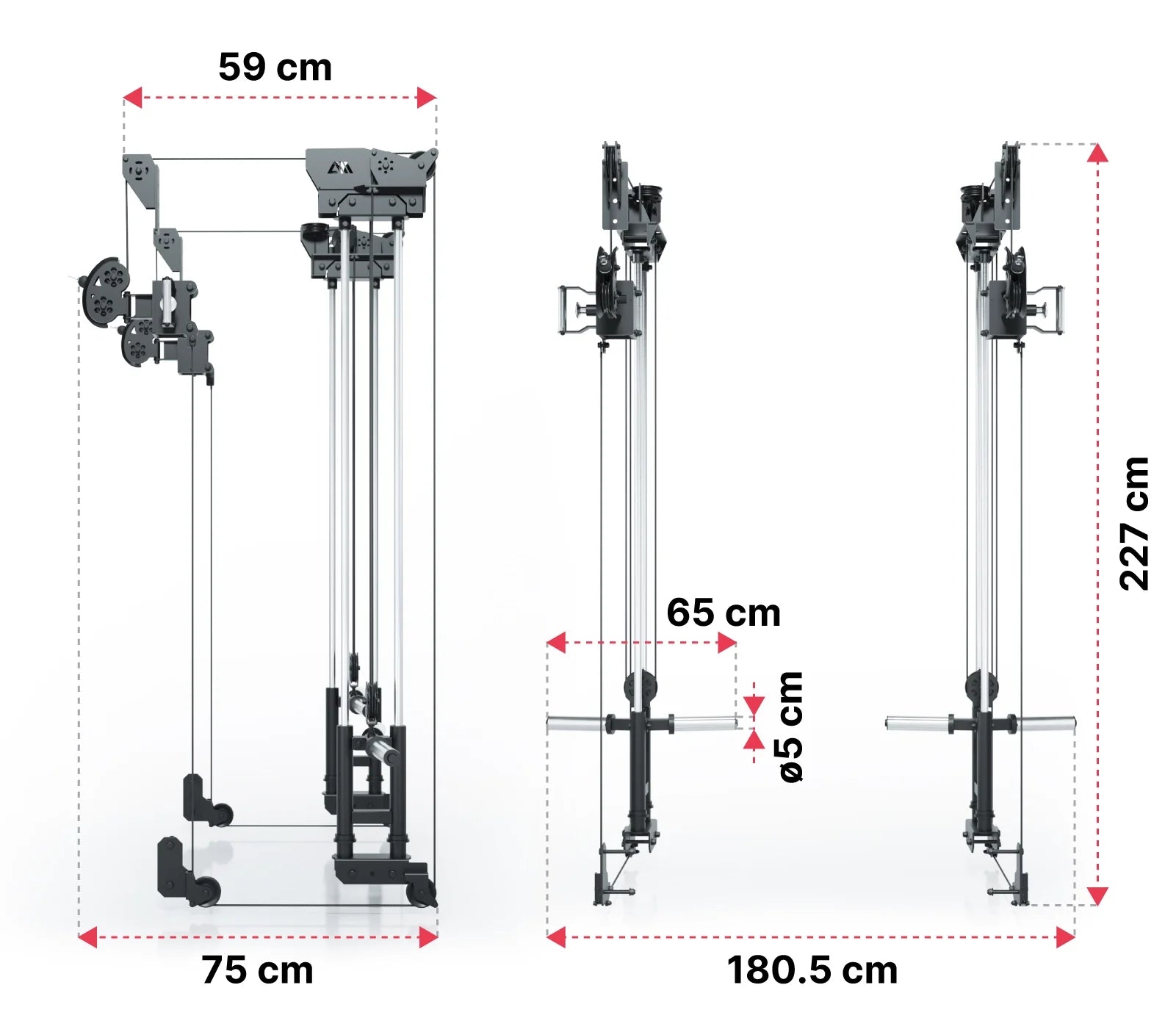 R8 Bradley Kabelzug Dimensionen