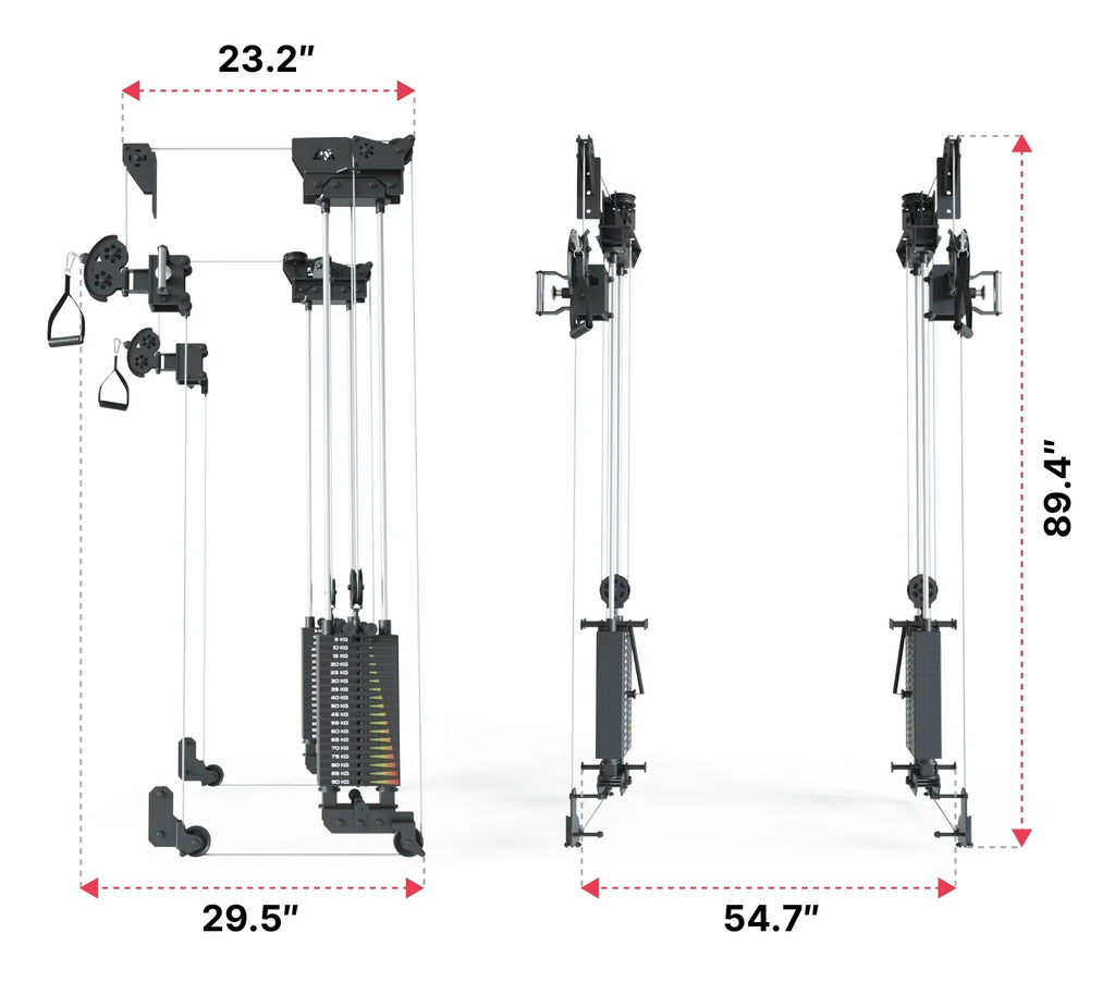 Atletica R8 Bradley Power Rack - Black Power Cage with Smith Machine, Weight Stack, Cable Pulley, Pull-Up Bar