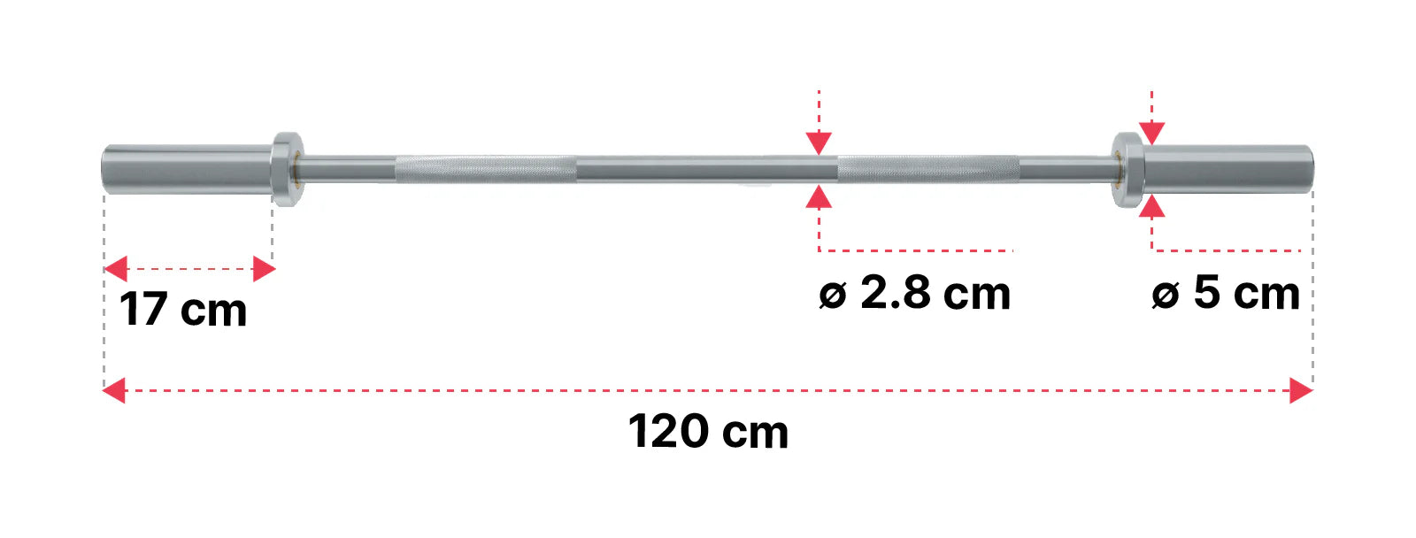 Short Bar von Atletica: Dimensionen