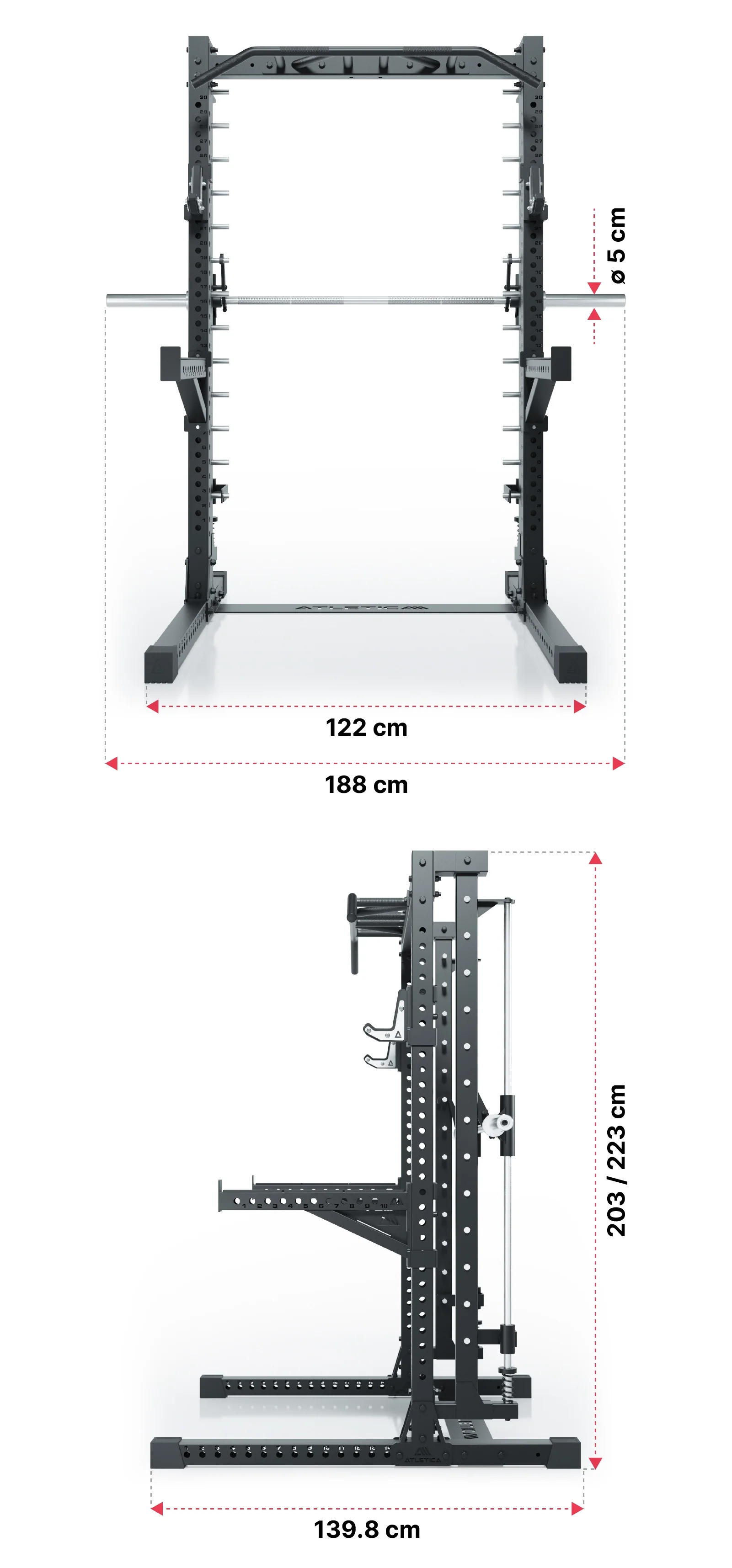 R7 Saber Power Rack: Dimensionen