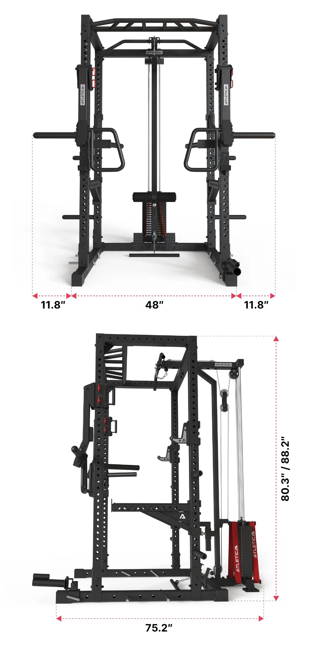 Power Rack R7-Stryker: with 190 lb or 250 lb plug-in weights