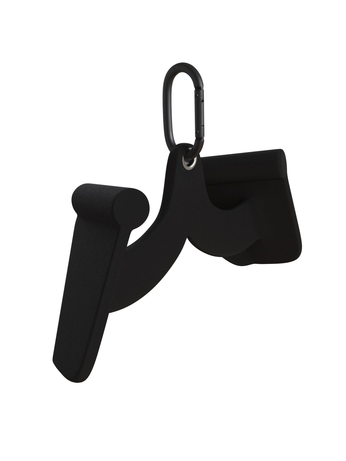 Ergo Handle 12.5" with black surface and carabiner for lat pulldowns and rowing