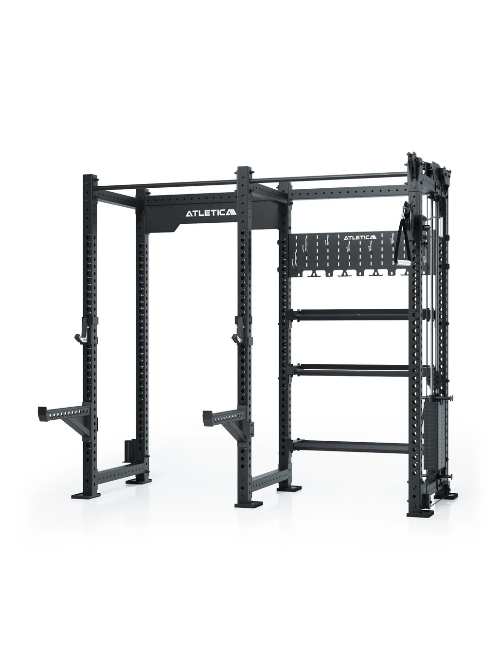 R8 Falcon R - Black Power Rack with Pull-Up Bar, weight plate shelf