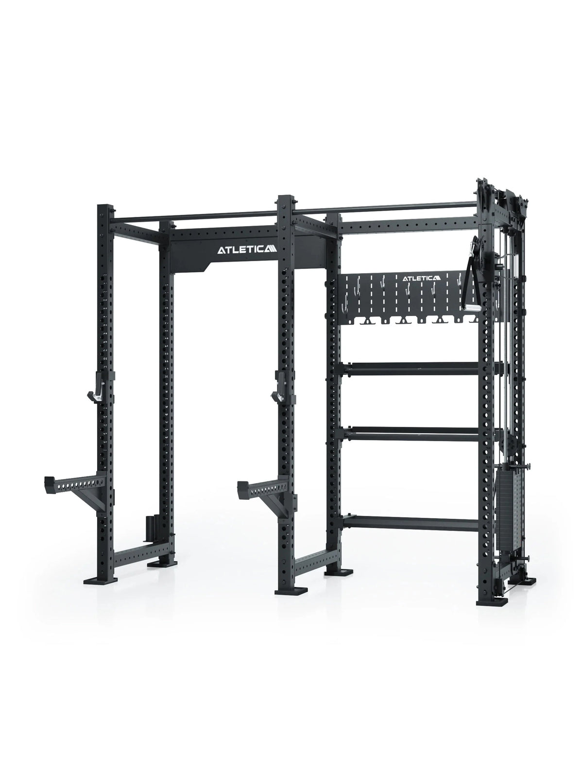 R8 Falcon R - Black Power Rack with Pull-Up Bar, weight plate shelf