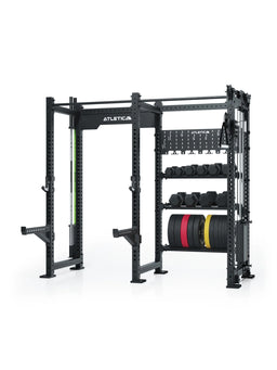 Atletica R8 Falcon R - Black Power Rack with Cable Pulley, Pull-Up Bar and storage for weight plates and dumbbells 