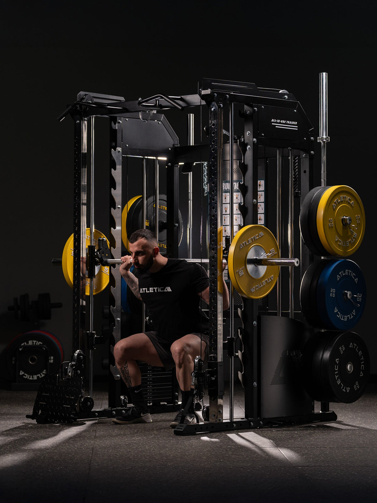 Squats on the Fallout Home Gym with barbell and Smith Machine safety