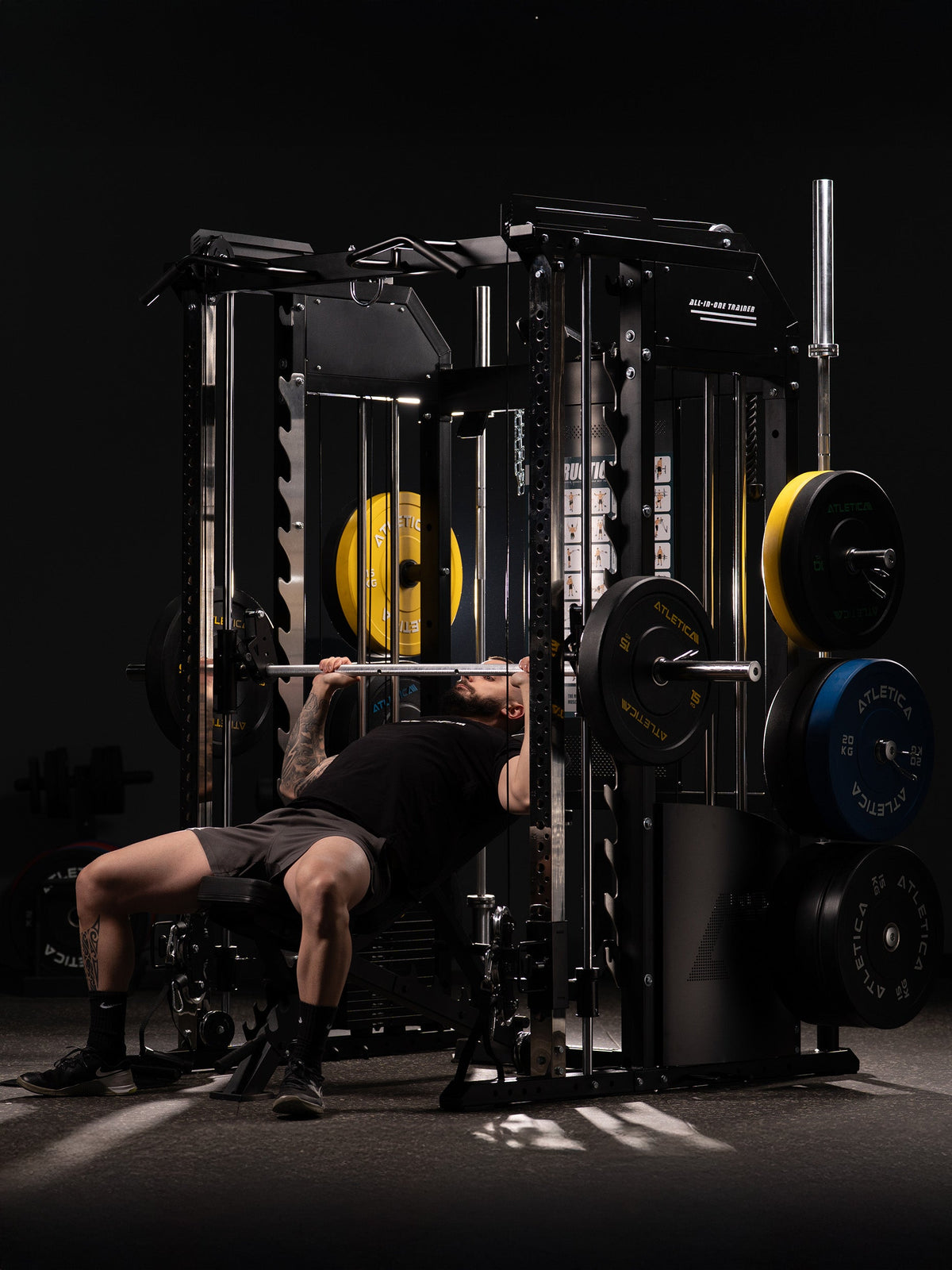 Bench Press on the Fallout Home Gym with Smith Bar and Sturdy Weight Bench