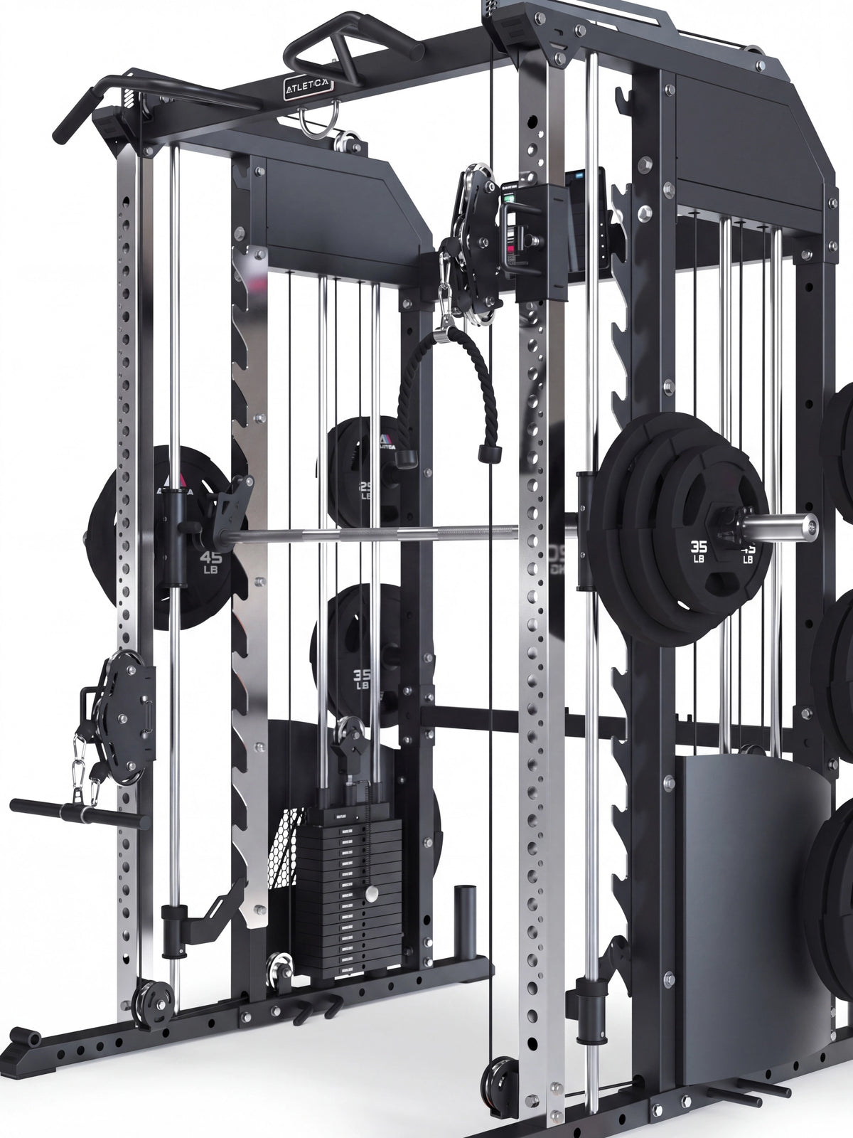 Squat Bar on the Fallout PRO with Weight Stack and Smith Machine Guide