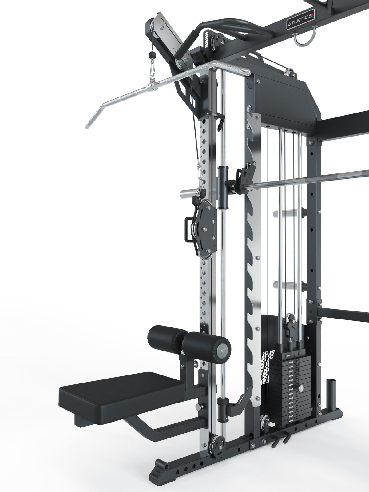 Fallout Lat Pulldown Station with cable system, weight stack and ergonomic training seat