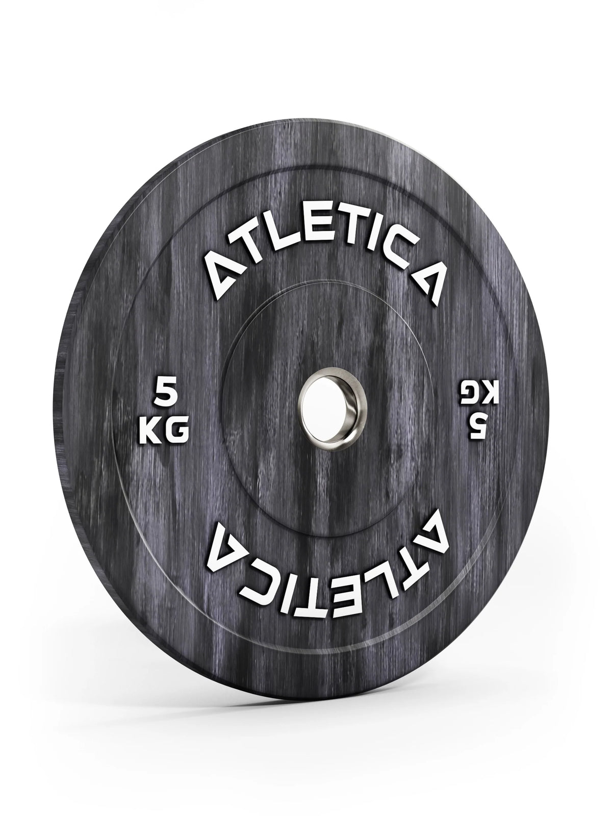 Atletica Fusion bumper plate 11 lb, gray marbled, angled front view