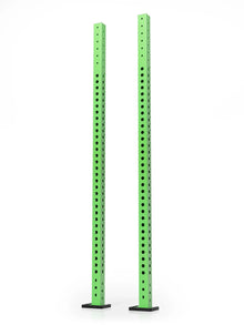 Atletica R8 Colored Uprights 89" - two green fitness posts with hole pattern, black base