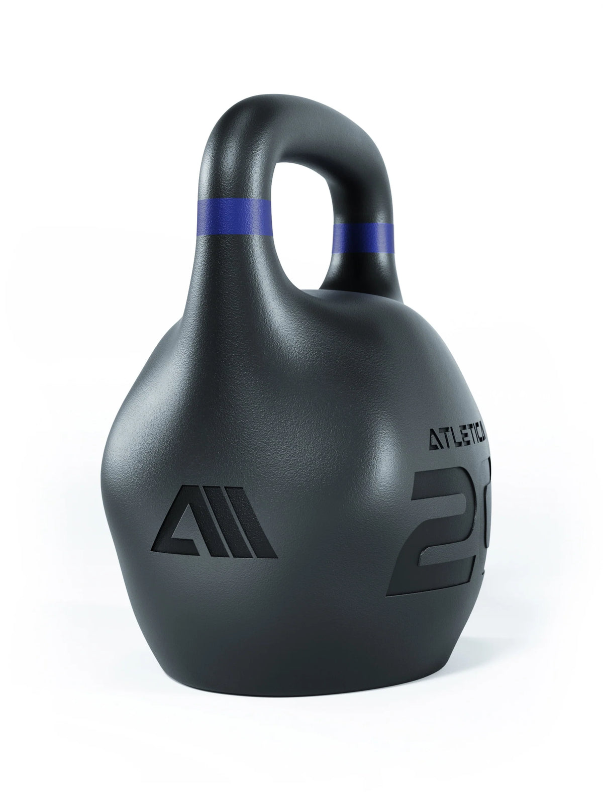 Atletica HRX Octagon Kettlebell 44 lb, side view of the handle and embossed logo