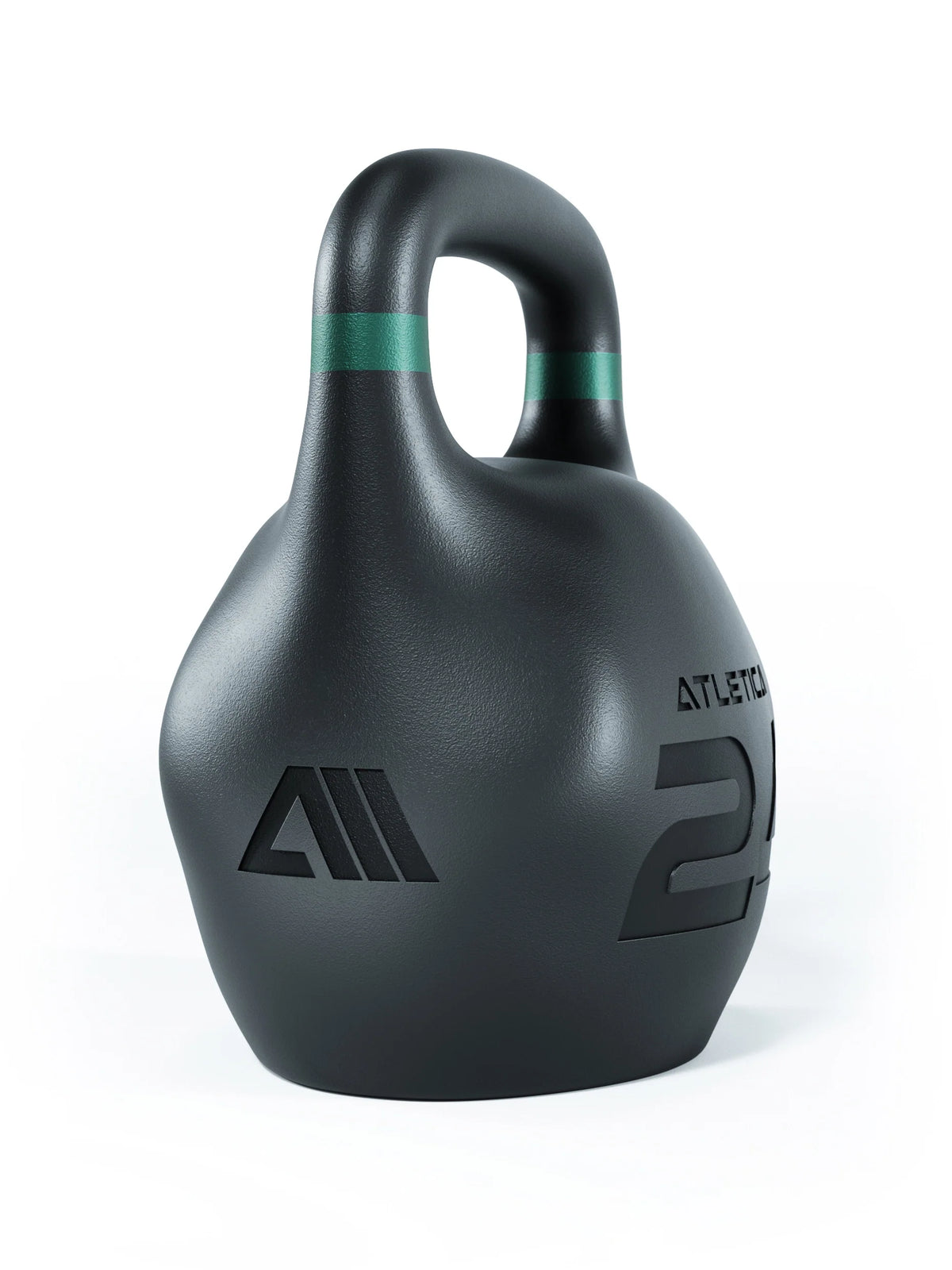 Atletica HRX Octagon Kettlebell 53 lb, side view of the handle and embossed logo