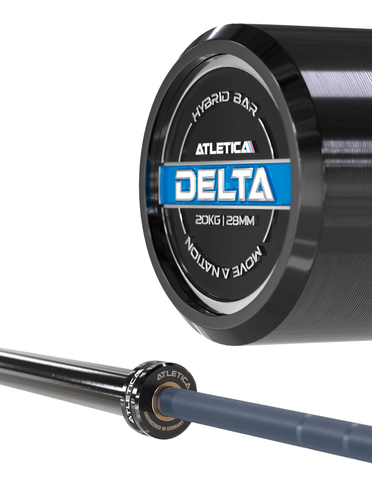 Barbell Delta Cerakote 20 kg in Dark Blue for weightlifting in the gym or home gym