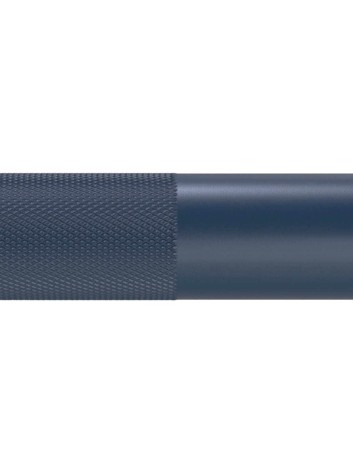 Delta Hybrid Barbell in Dark Blue - transition from knurling to the smooth plate sleeve