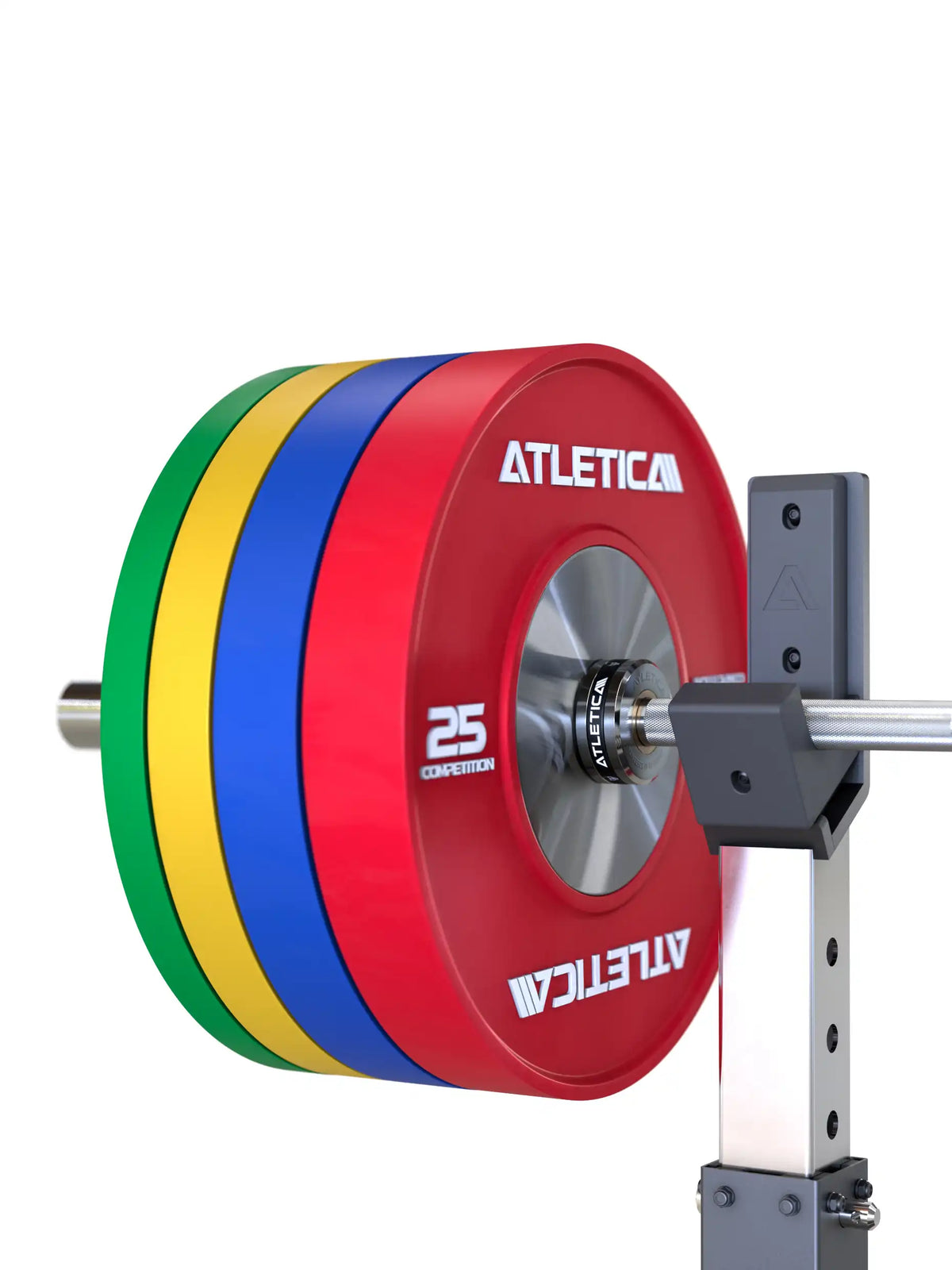 Yota Barbell with Competition Bumper Plates on the Squat Rack