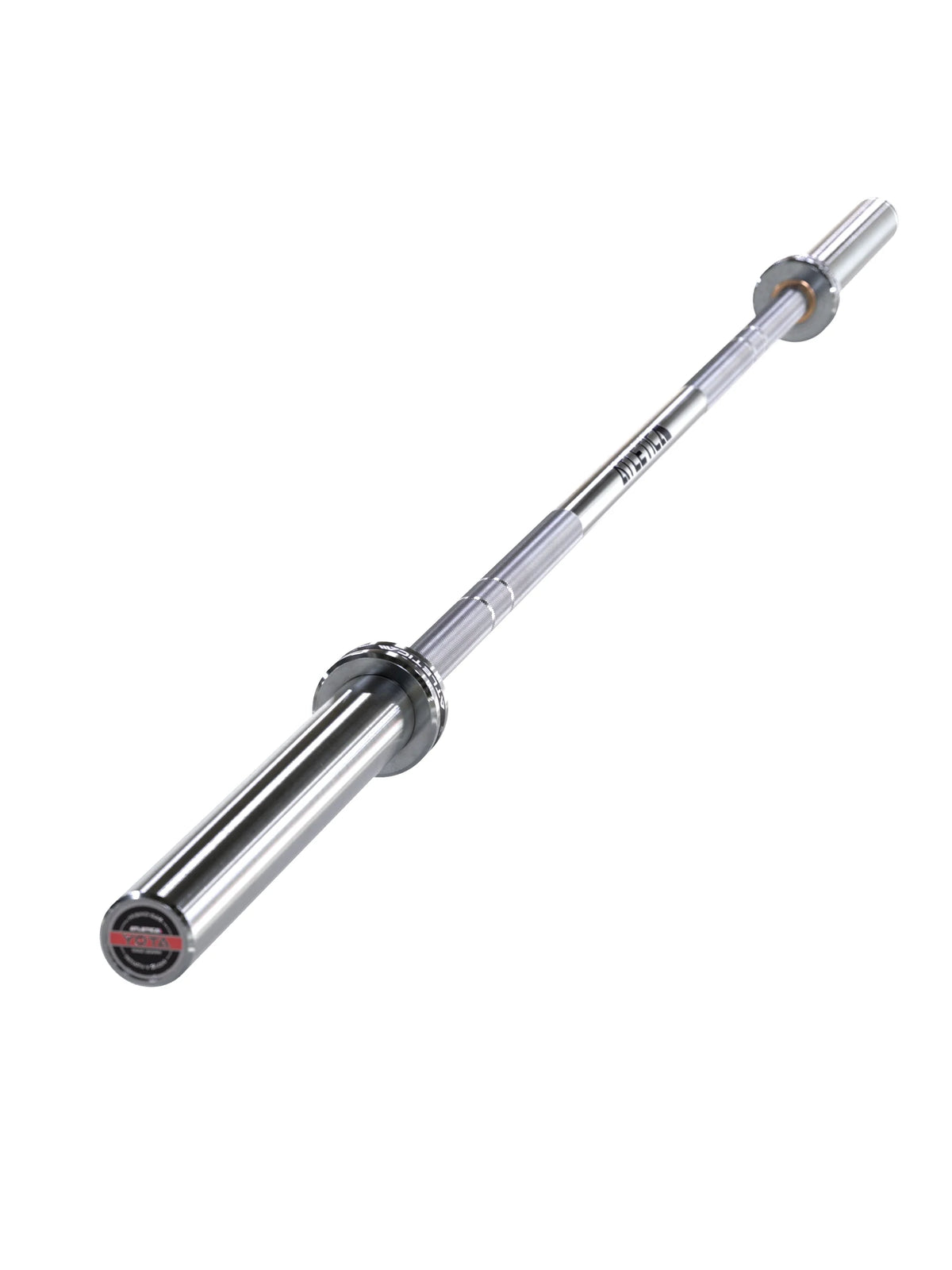 Yota Barbell for female athletes - complete barbell in angled view