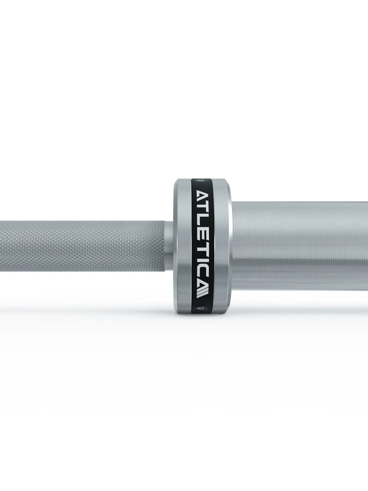 Gamma Barbell in Chrome - grip structure with black holder and ATLETICA branding