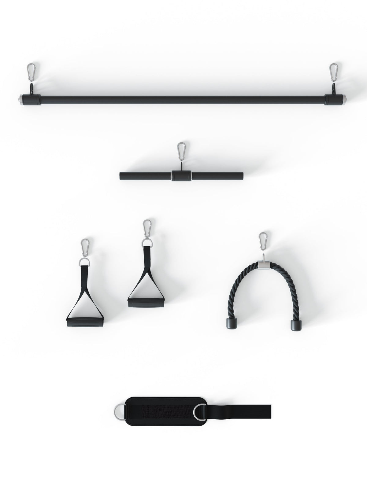 Harrier Functional Trainer - Lat Pulldown Bar, Rowing Handle, Single-Hand Handles, Triceps Rope, Foot Strap