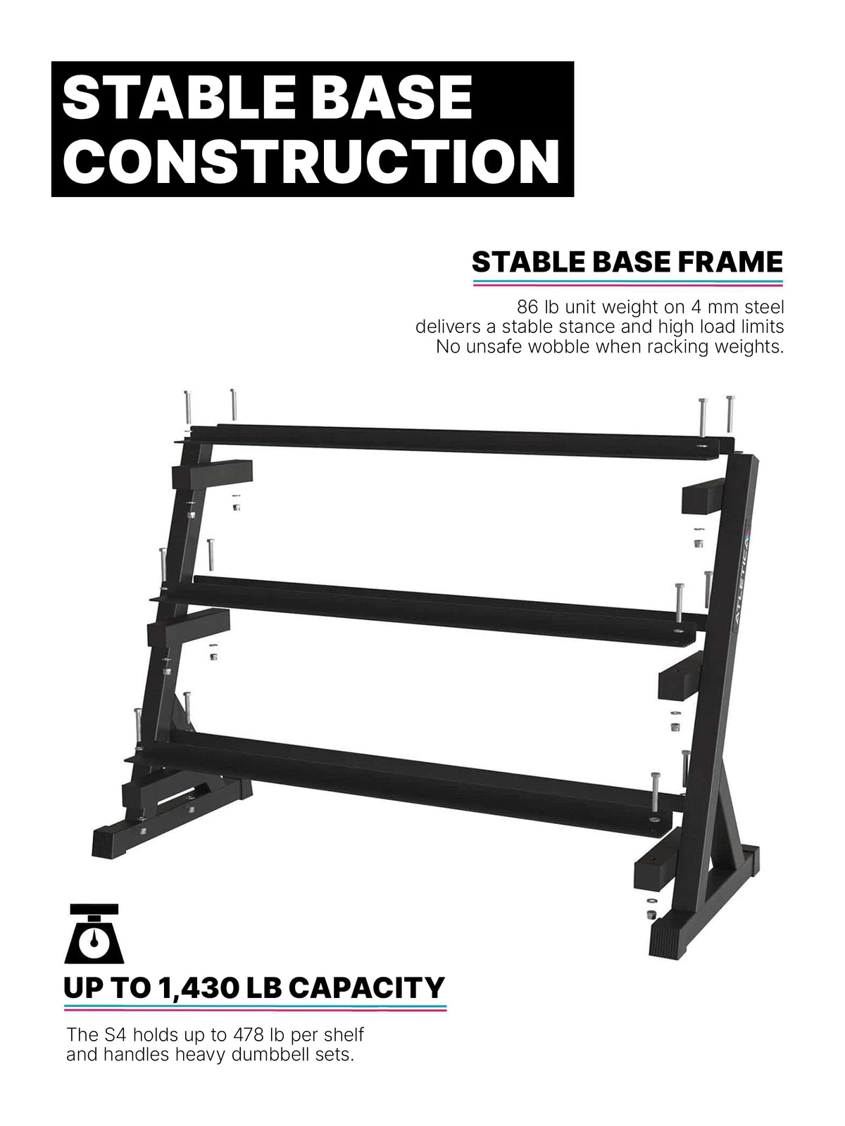 Hexagon PRO SET Cerberus - Hellhound dumbbell rack made of steel, three-tier