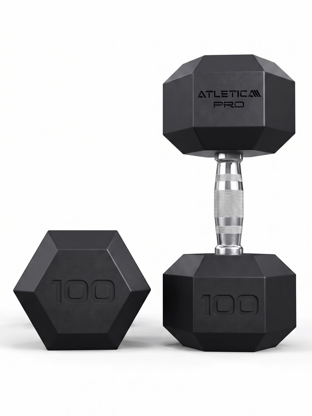 Hexagon PRO Dumbbells - hexagonal Dumbbells 100 lb, non-slip handle