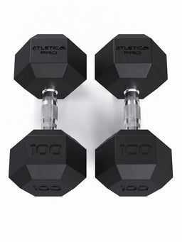Hexagon PRO Dumbbells - hexagonal dumbbells, weight 100 lb, silver grips