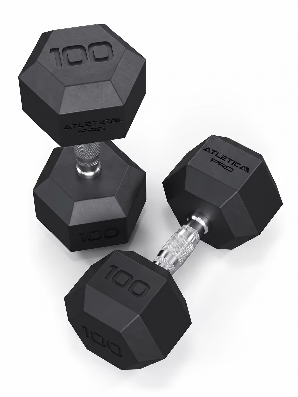 Hexagon PRO Dumbbells - hexagonal dumbbells, weight 110lb, silver grips