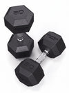 Hexagon PRO Dumbbells - hexagonal dumbbells 80 lb, silver handles