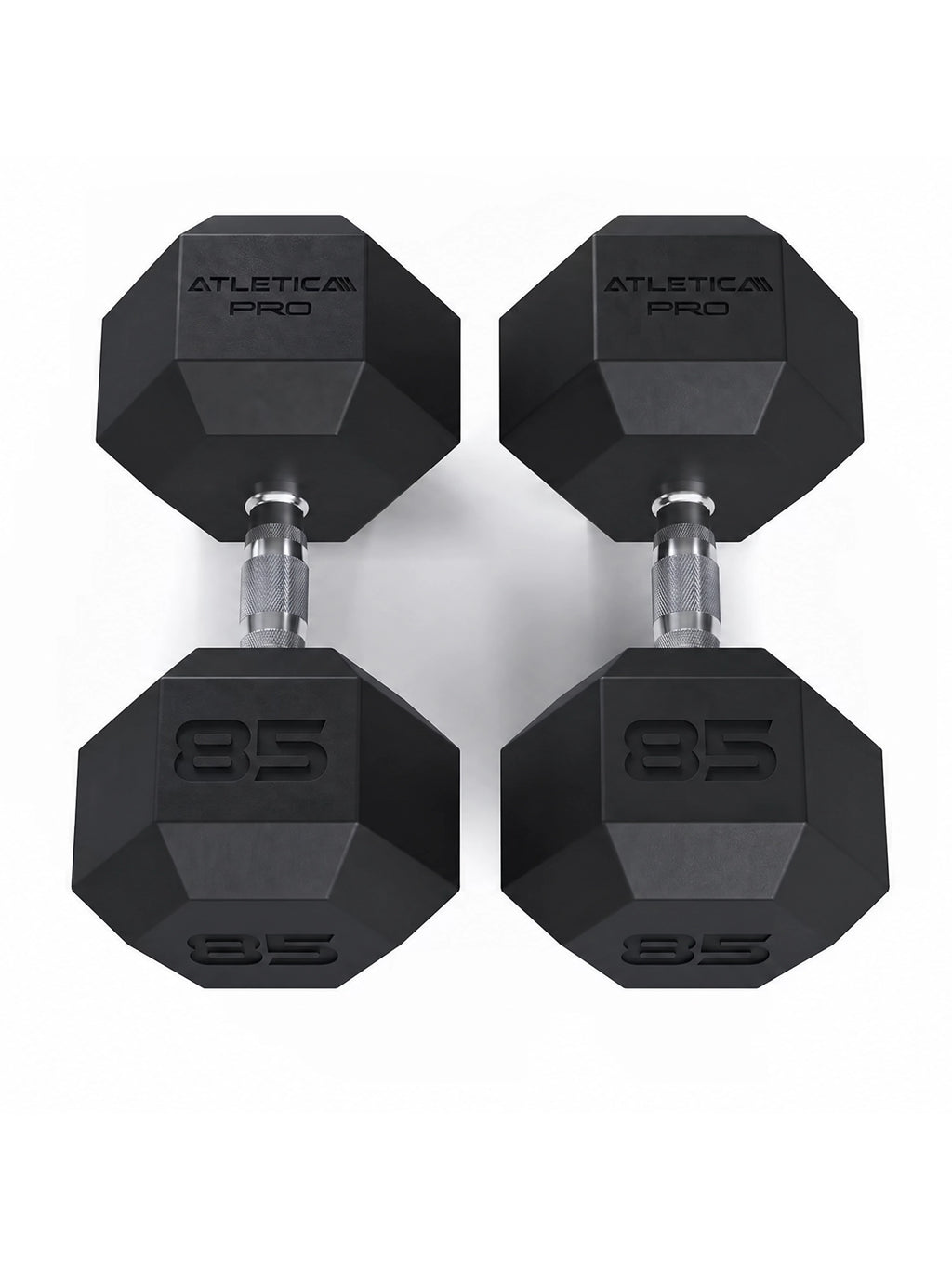 Hexagon PRO Dumbbells - hexagonal dumbbells, weight 85 lb, silver handles