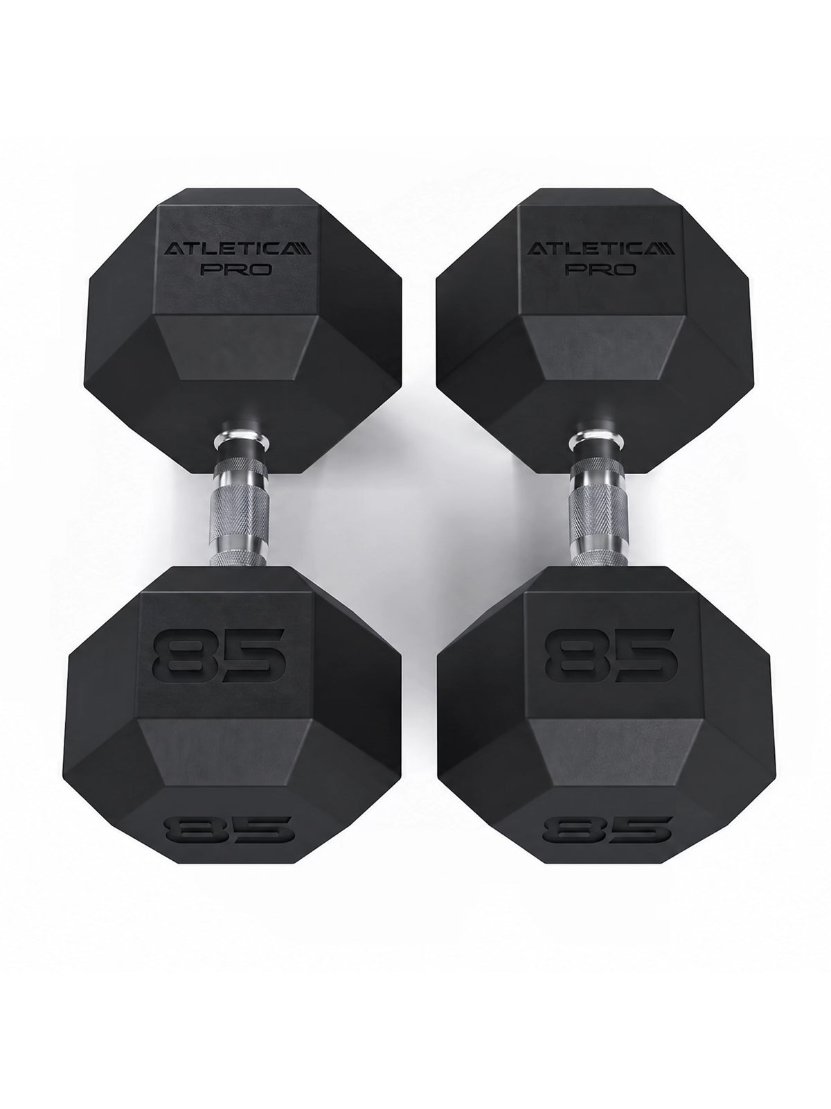 Hexagon PRO Dumbbells - hexagonal dumbbells, weight 85 lb, silver handles