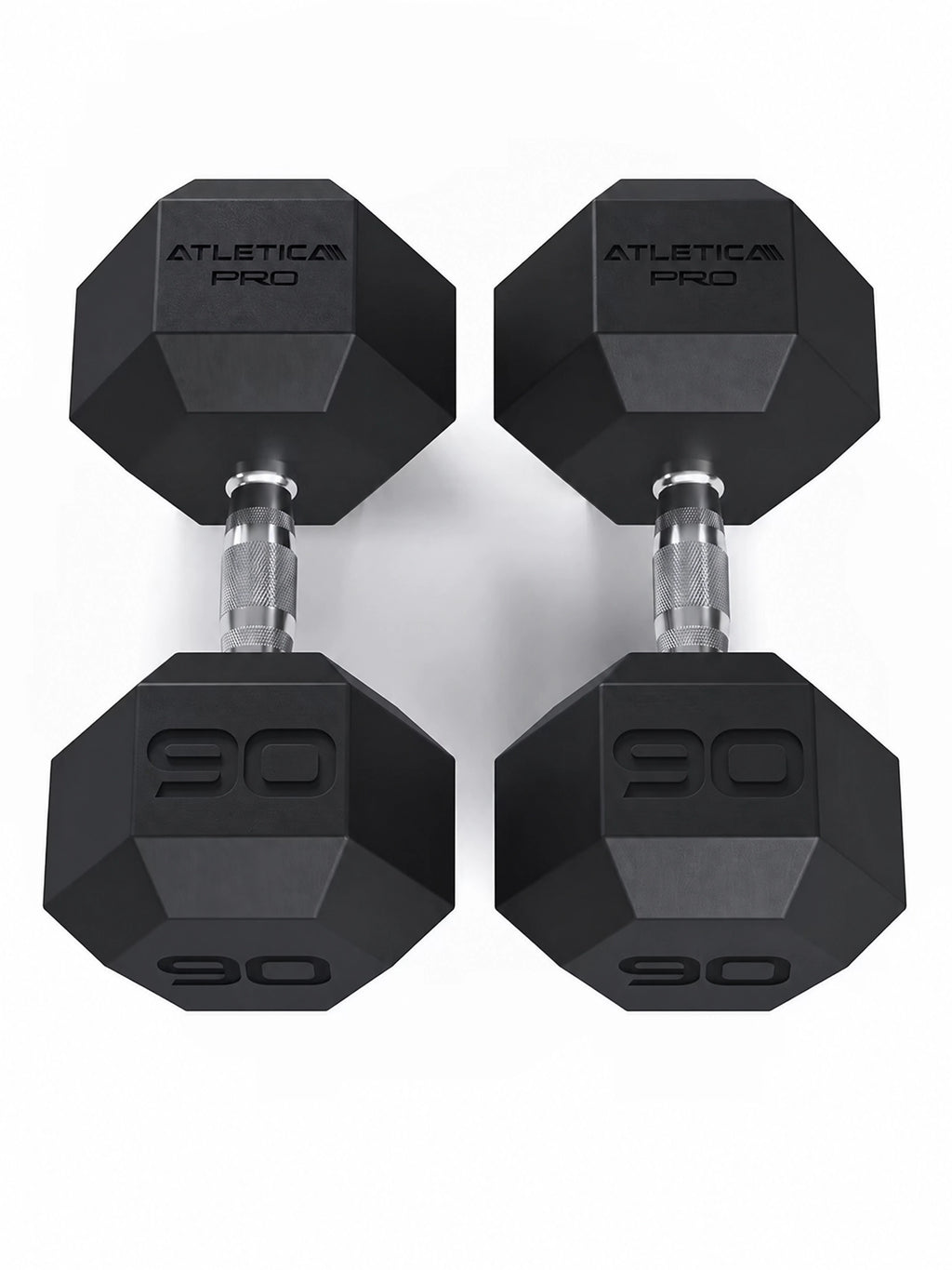 Hexagon PRO Dumbbells - hexagonal dumbbells, weight 90 lb, silver handles