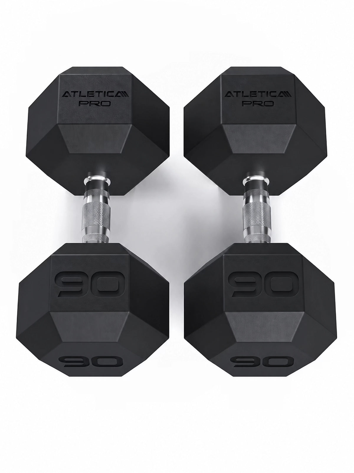 Hexagon PRO Dumbbells - hexagonal dumbbells, weight 90 lb, silver handles