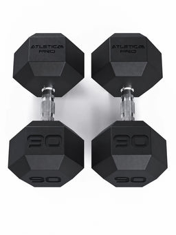 Hexagon PRO Dumbbells - hexagonal dumbbells, weight 90 lb, silver handles