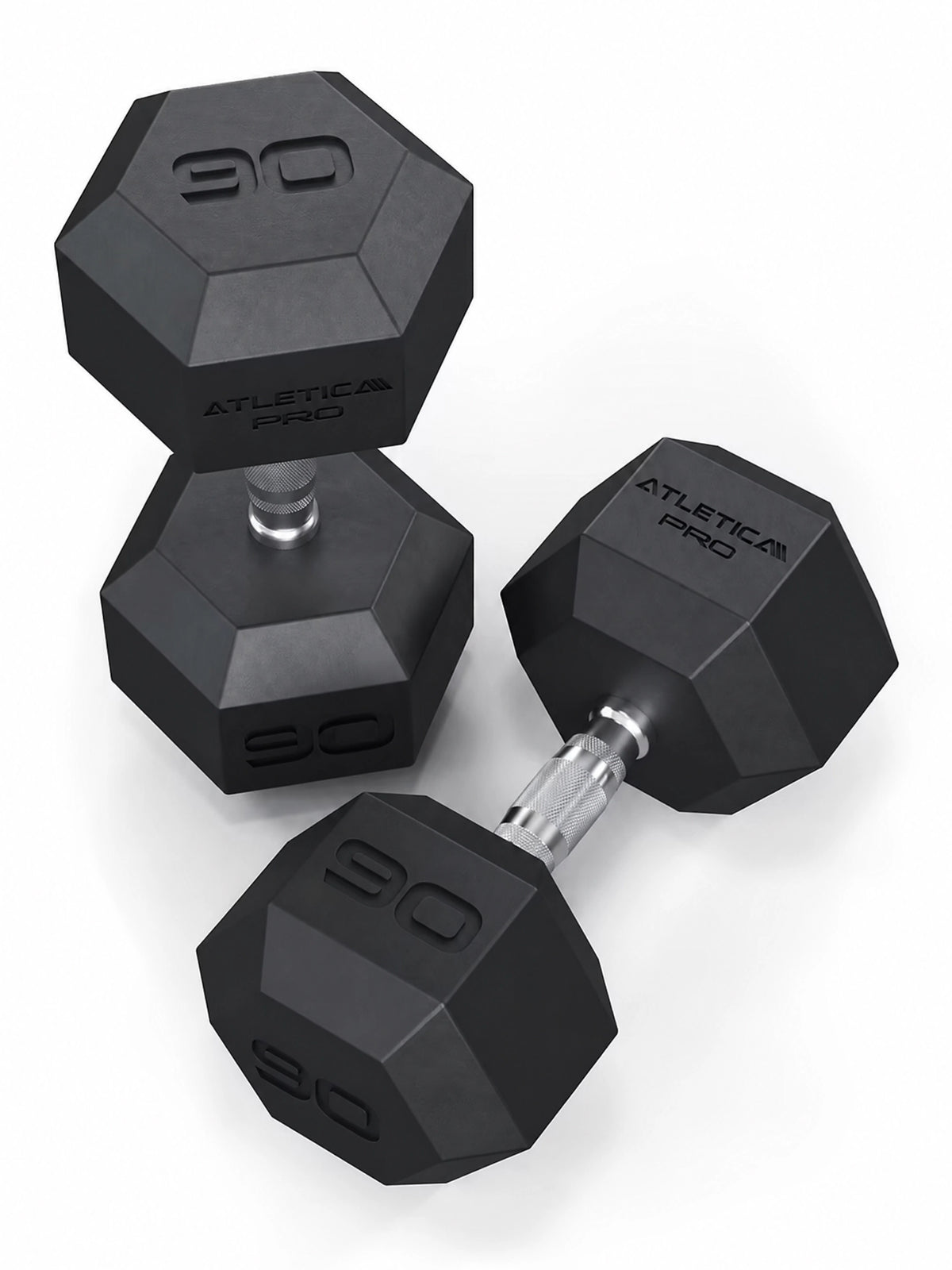 Hexagon PRO Dumbbells - hexagonal dumbbells, weight 90 lb, knurled handles
