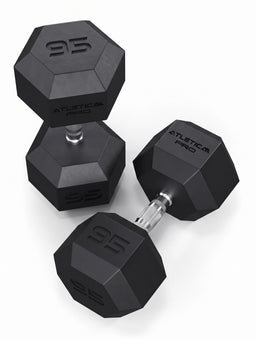 Hexagon PRO Dumbbells - hexagonal dumbbells, weight 95 lb, non-slip grips
