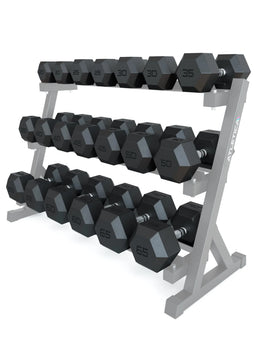 Hexagon Dumbbells PRO Set 20 - 65 lb - dumbbell stand with Hexagon dumbbells, weights from 20 to 65 lb