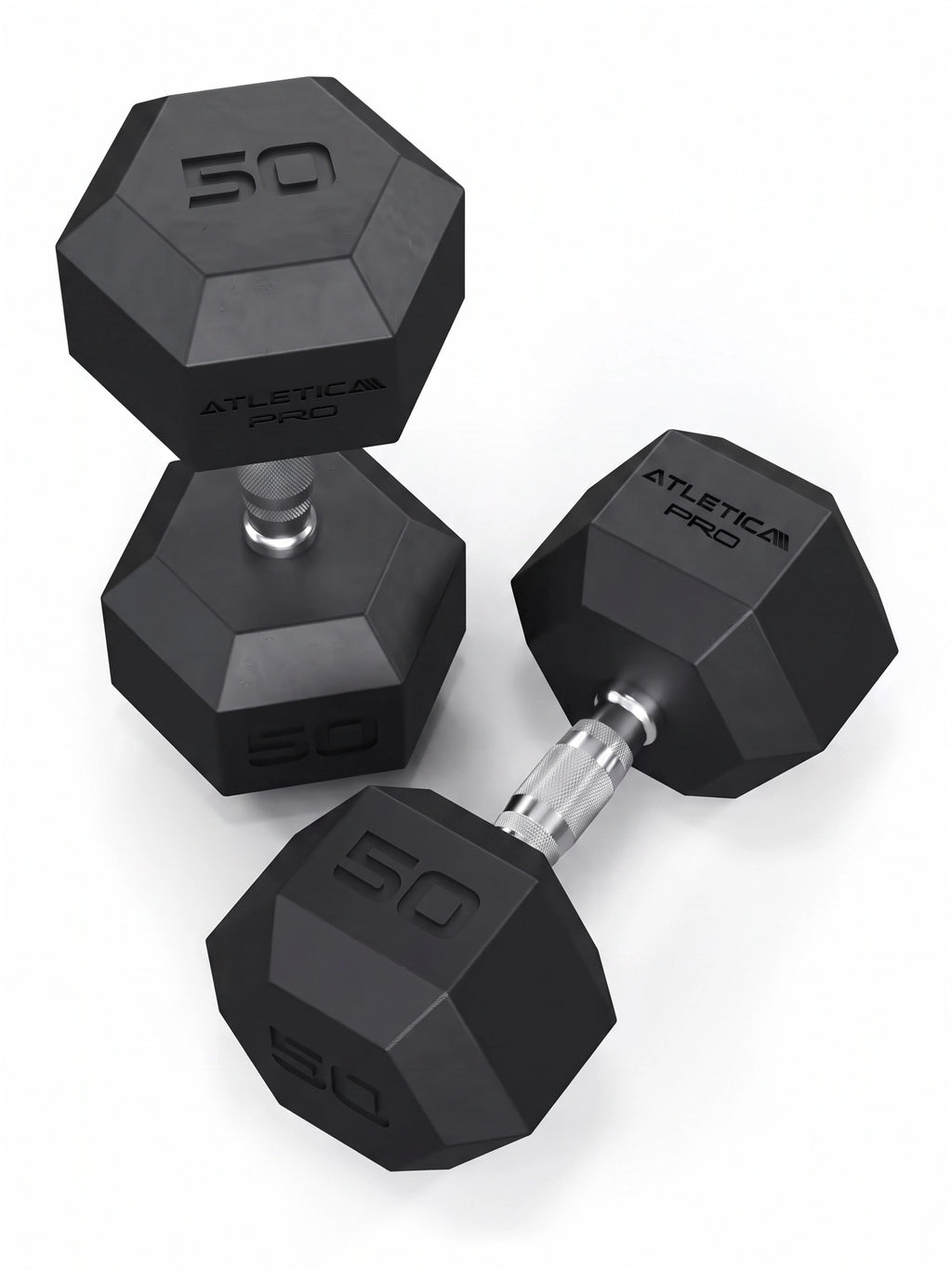 Hexagon PRO SET Cerberus - Two Black Hexagon Dumbbells 50 lb, Knurled Handles