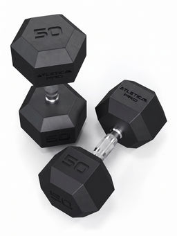Hexagon PRO SET Cerberus - Two Black Hexagon Dumbbells 50 lb, Knurled Handles