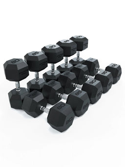 Hexagon Dumbbells PRO - black hexagonal dumbbells in various weights